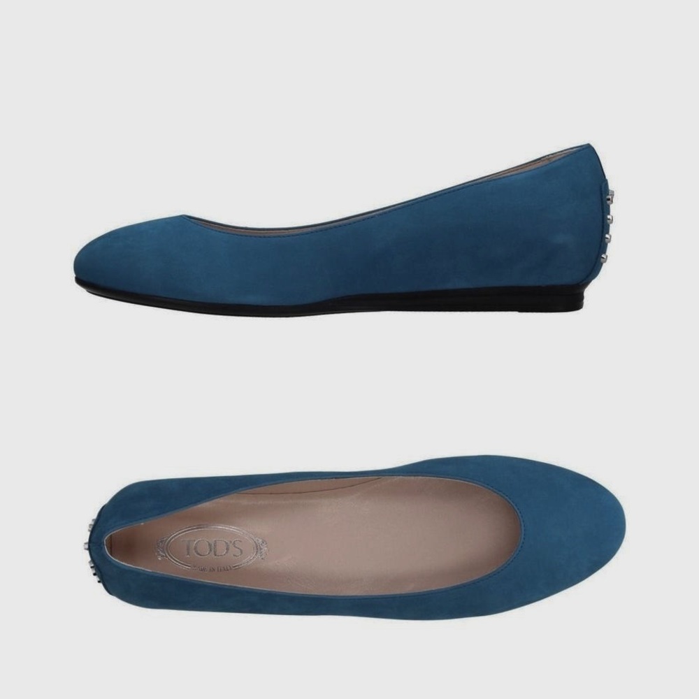 Tod's Teal Blue Suede Ballet Flats